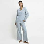 64653-0 - Pigiama in maglia a coste manica lunga e pantalone lungo