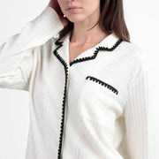 63615-0 - Pigiama aperto avanti stile camicia in mussola