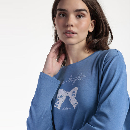 63652-0 - Pigiama in caldo cotone fiocchetti con polsini