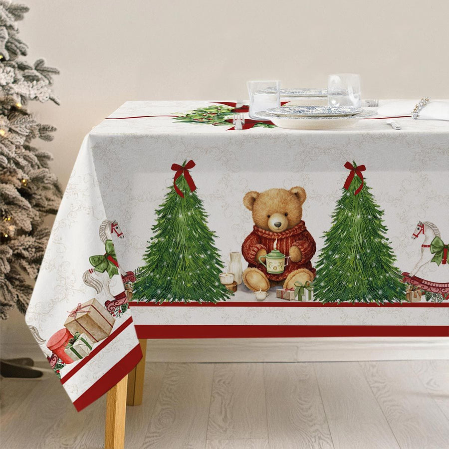 Tovaglia Ghirlanda - Tovaglia natalizia con dolci orsetti