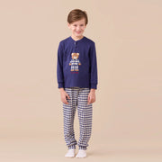 FE2561 - Pigiama bambina/o in caldo cotone orsetto con pantalone vichy