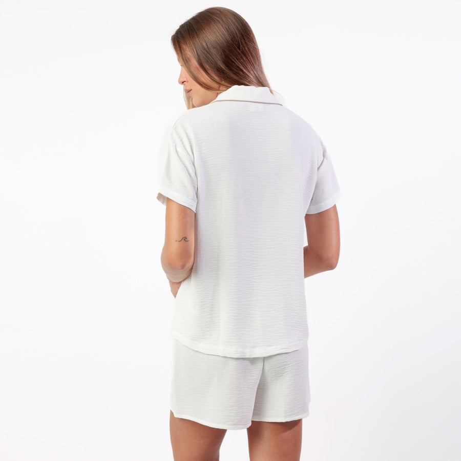 Pigiama donna mezza manica pantaloncino corto modello camicia - 64135-0
