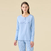 FA9466AB - Pigiama donna manica lunga e pantalone lungo con polsini