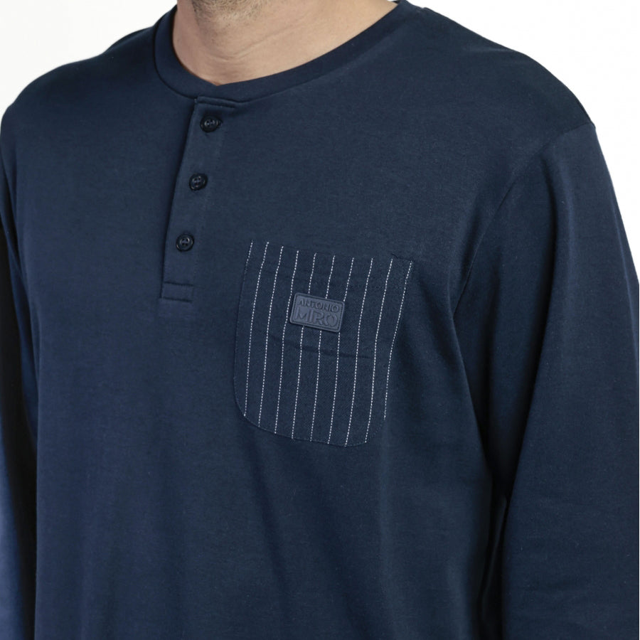 63188-0 - Pigiama da uomo a maniche lunghe con colletto button-down e pantaloni lungo