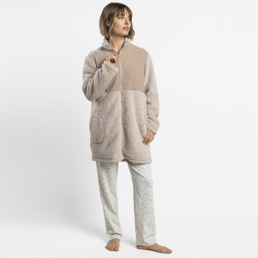 67391-0 - Giacca in coral con zip lunghezza midi