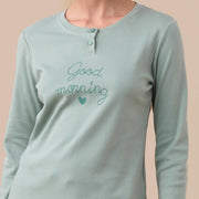 FA9187 - Pigiama donna caldo cotone good morning con polsini