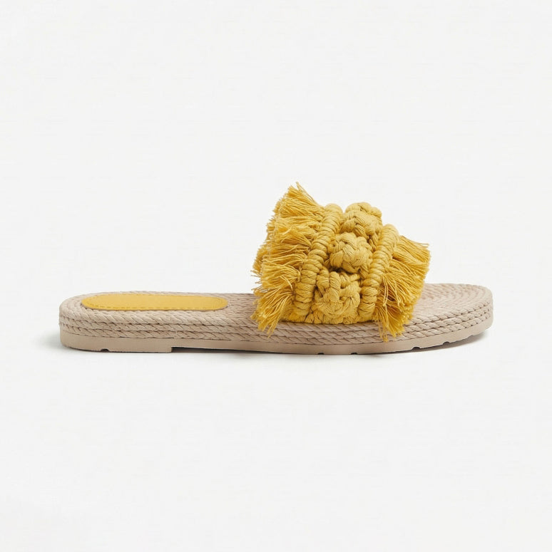 Ciabatta espadrilles con nappine gialle - 18048-0
