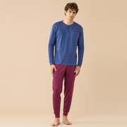 FC3312AB - Pigiama caldo cotone pantalone lungo con polsino Noidìnotte