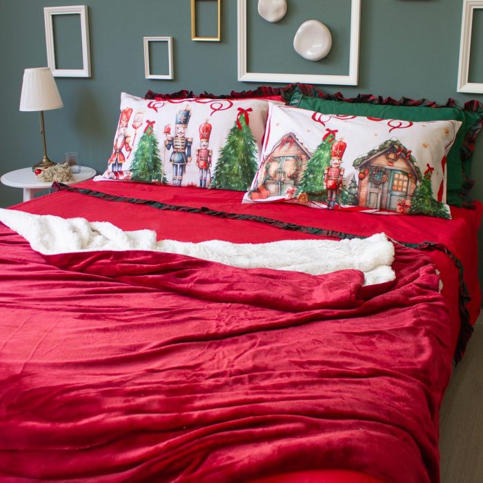 Federe Casetta - Set di 2 Federe Natalizie Digitali Casetta Maestri Cotonieri Home