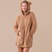 GE3013 - Vestaglia donna in eco pelliccia con simpatiche orecchie