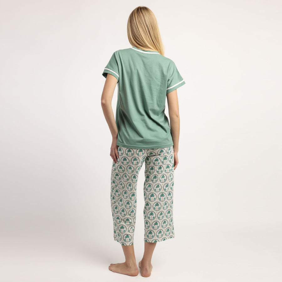 Pigiama mezza manica scollo a v con pantalone pinocchietto - 64579-0