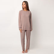 62643-0 - Pigiama in modal girocollo con rifiniture in raso