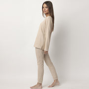 63655-0 - Pigiama donna in felpa e modale con polsini