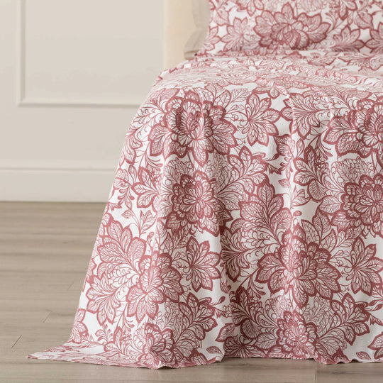 Riana Completo letto Flanella Matrimoniale - Completo letto in stampa pizzo floreale