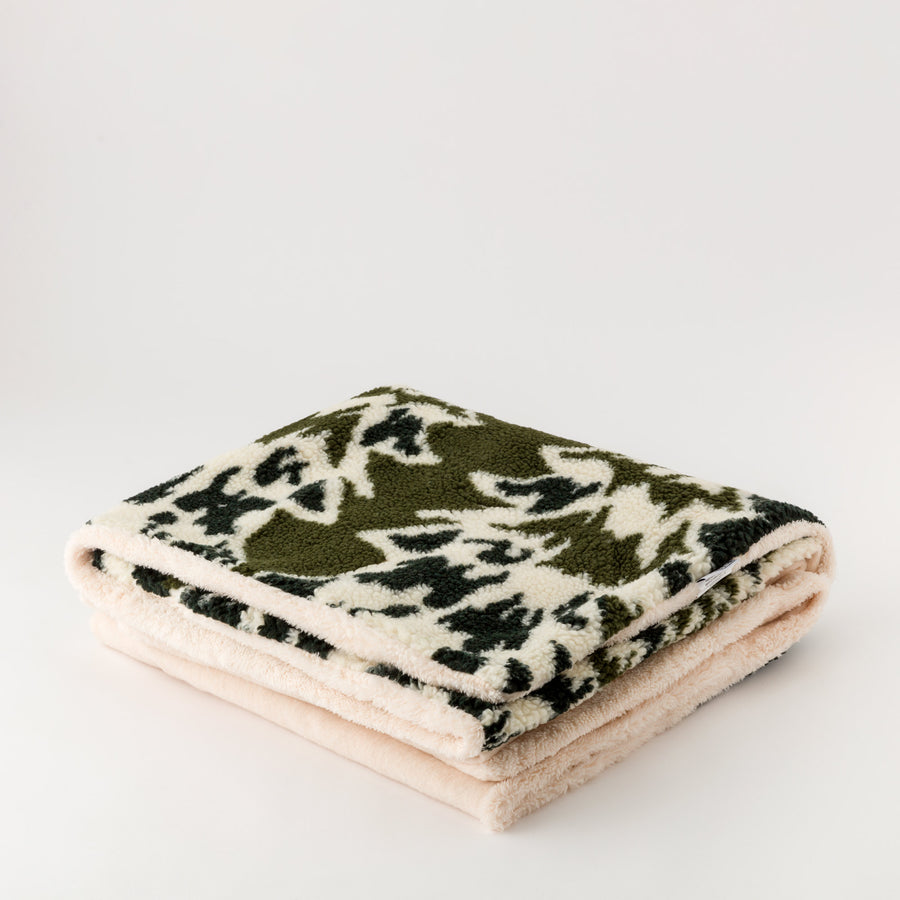 Glades Plaid - Plaid in lana cotta jacquard con applicazione Glades.