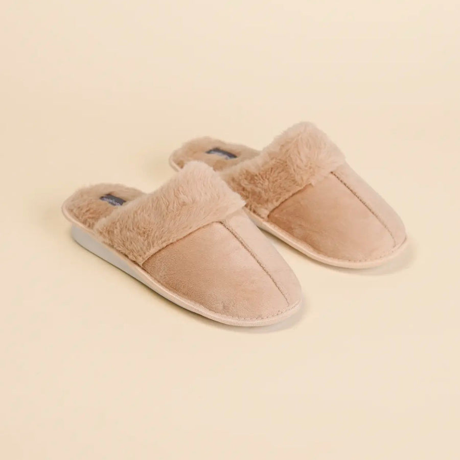 PF3117 - Pantofola invernale donna in velluto ed eco-pelliccia articolo classic