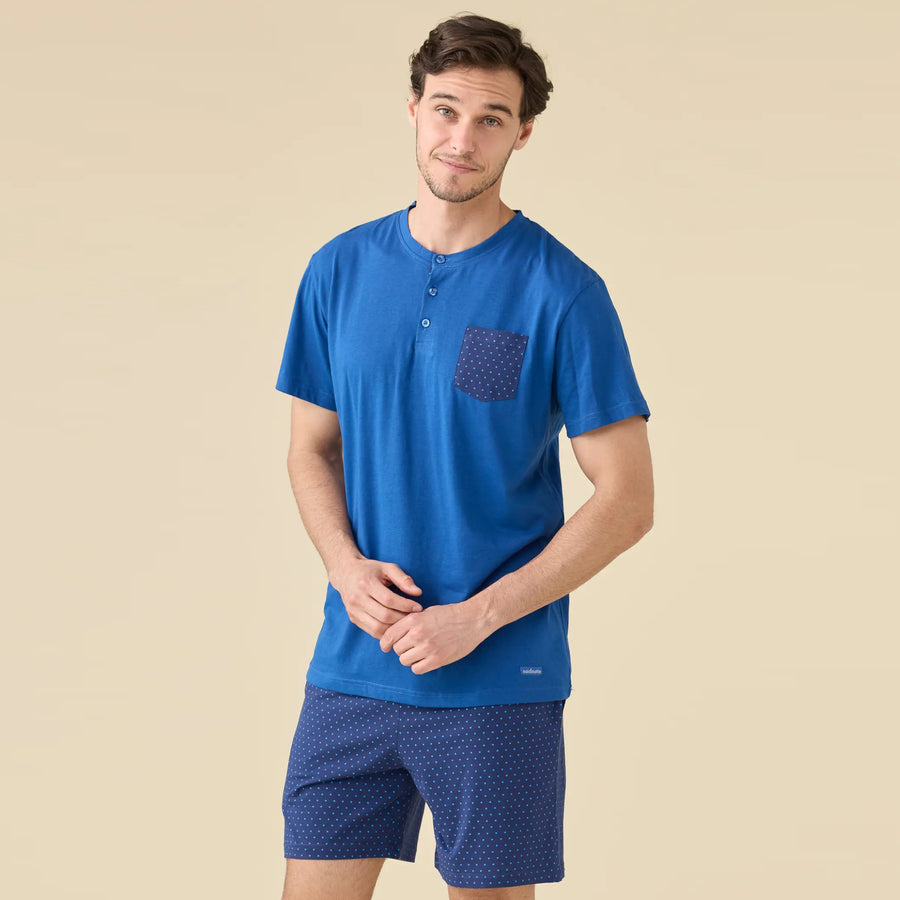 FC3262AB - Pigiama uomo manica corta pantalone corto in jersey di cotone