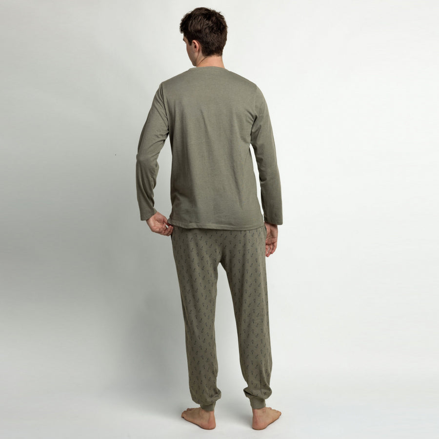 64516-0 - Pigiama caldo cotone keys con pantalone con polsini