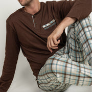 64845-0 - Pigiama da uomo a maniche lunghe ADMAS con chiusura serafino "Be Kind To Yourself"