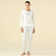 FA9463AS - Pigiama donna estivo manica lunga e pantalone lungo con polsini