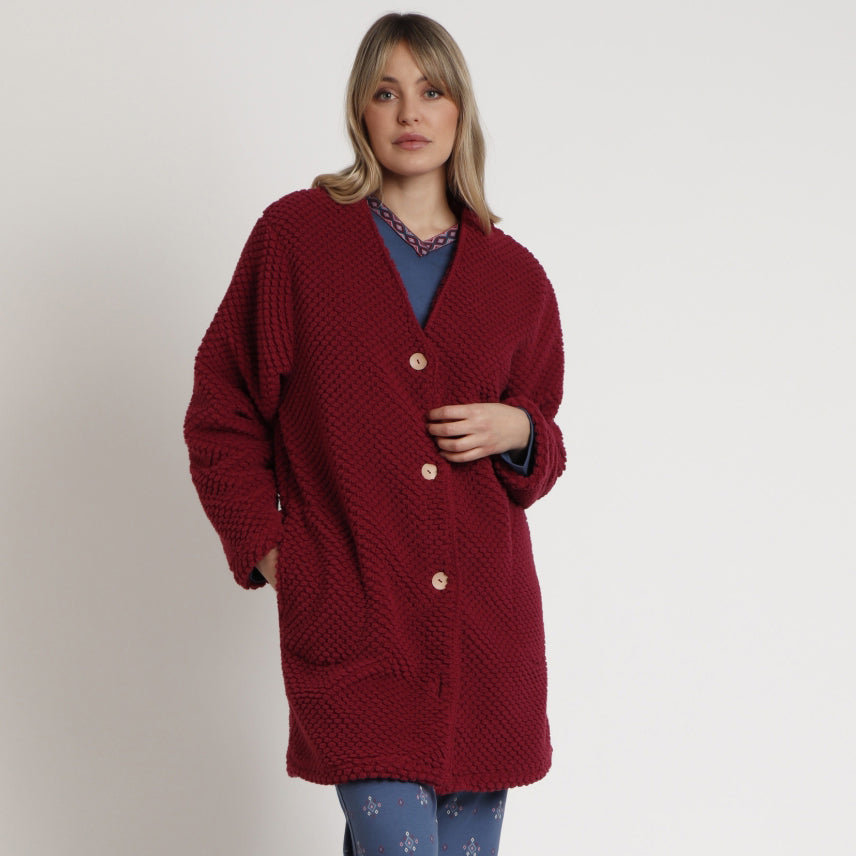 Vestaglia in coral con bottoni - 67129