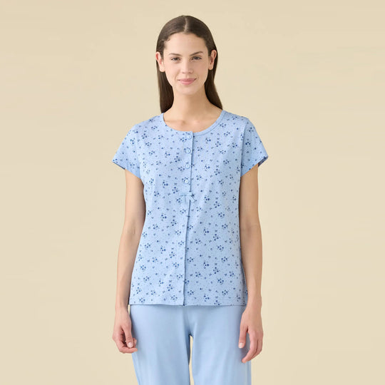 FA9548AB - Pigiama calibrato mezza manica con pantalone lungo aperto avanti