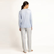 64642-0 - Pigiama pantalone viscosa a righe e maglia in modale