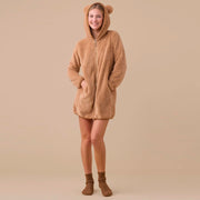 GE3013 - Vestaglia donna in eco pelliccia con simpatiche orecchie