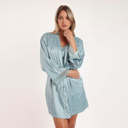 Vestaglia in raso con fantasia micropois e pizzo - 67108-0