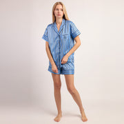 Pigiama Donna mezza manica e pantaloncino corto modello camicia aperto in raso - 64572-0