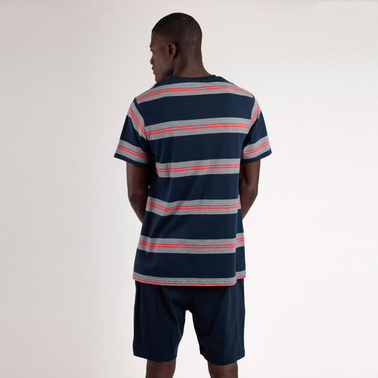 Pigiama Admas uomo corto con maglia mezza manica a righe - 63108-0