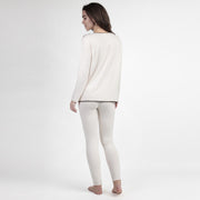 63628-0 - Pigiama elegante a maniche lunghe da donna con inserti in raso