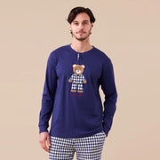FC3144 - Pigiama uomo in caldo cotone orsetto con pantalone vichy