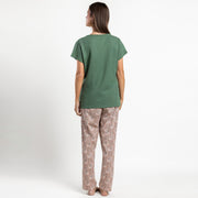 Pigiama pantalone lungo e maglia mezza manica scollo a v con dettaglio macramè - 64571-0
