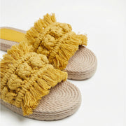 Ciabatta espadrilles con nappine gialle - 18048-0
