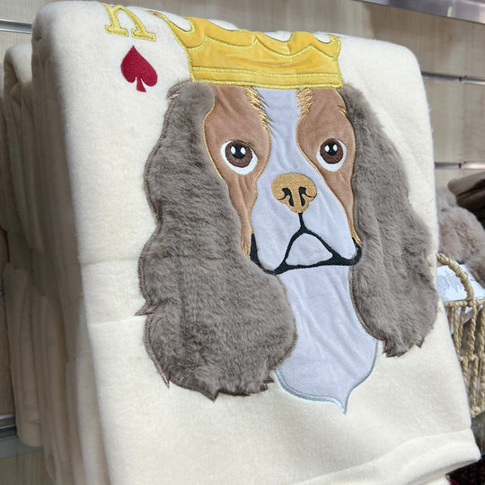 Billy plaid - Plaid ricamato in morbido coral fleece