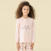 FE2645AB - Pigiama bimba estivo manica lunga e pantalone lungo con polsini