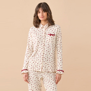 FA9815AB CANDY - Pigiama donna invernale in caldo cotone con pantalone lungo con rouches.