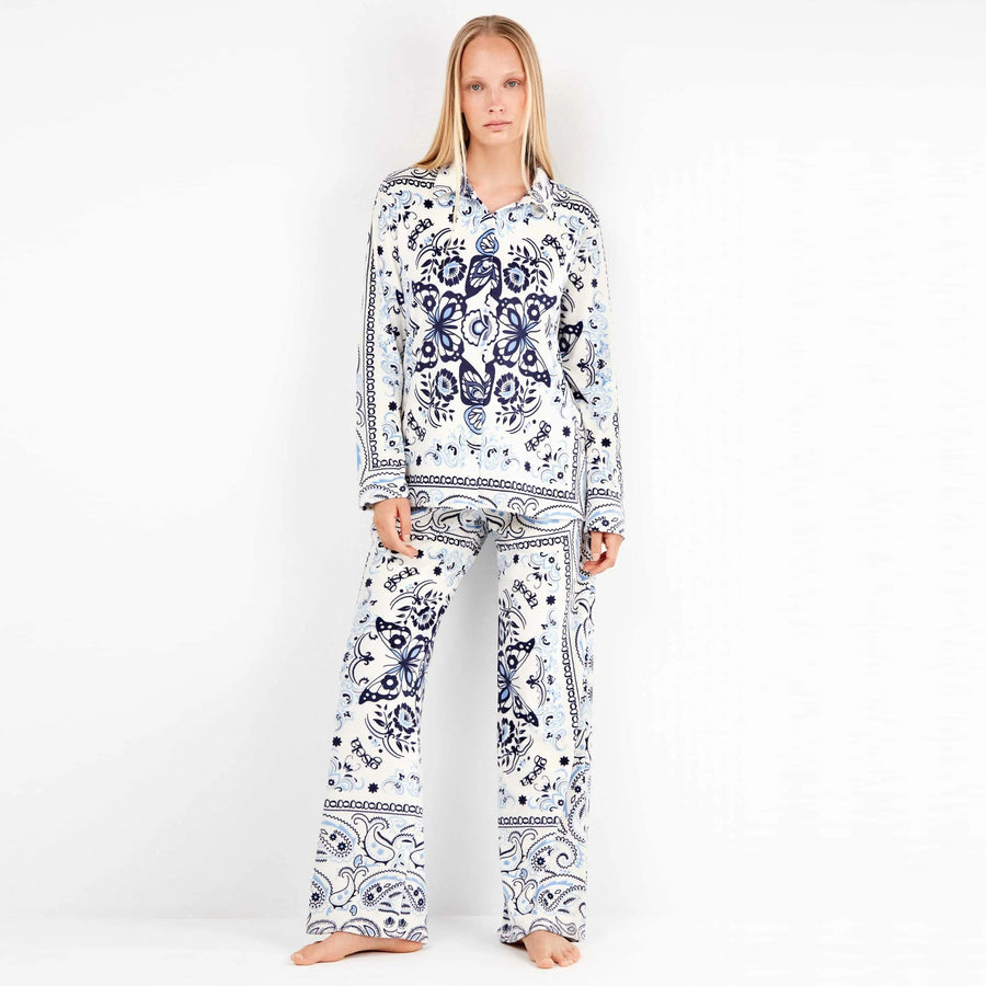 2/20317S - Pigiama in tessuto polar elastico paisley aperto avanti