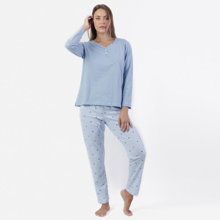 63610-0 - Pigiama donna con pantalone fiocchetti