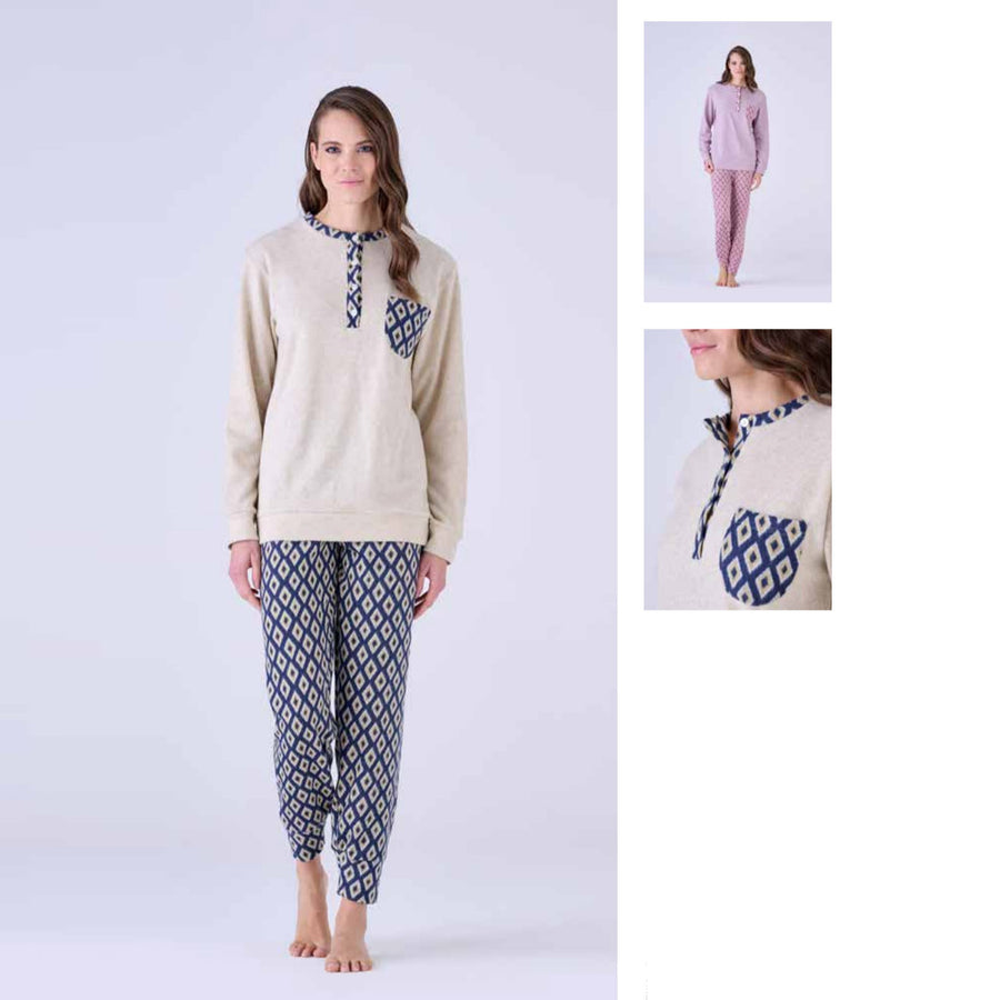 3548L - Pigiama donna in punto milano jacquard serafino