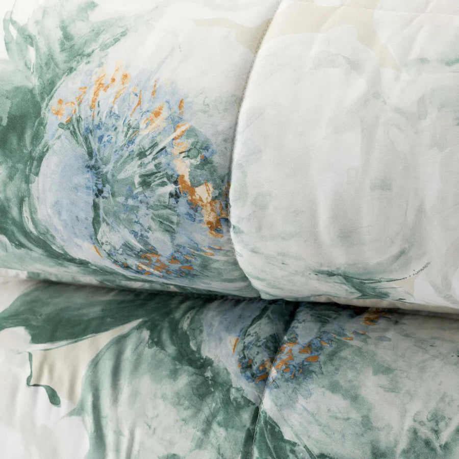 Trapunta in raso di cotone con stampa digitale floreale - Hellebro trapunta