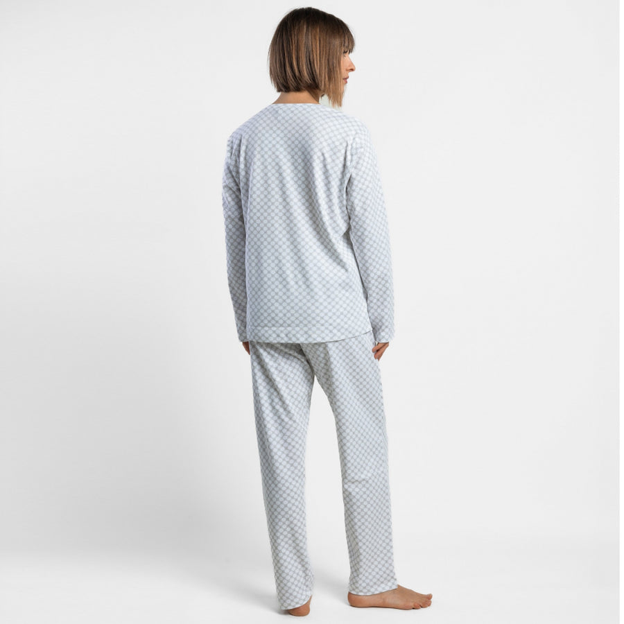 64863-0 - Pigiama classico da donna a maniche lunghe