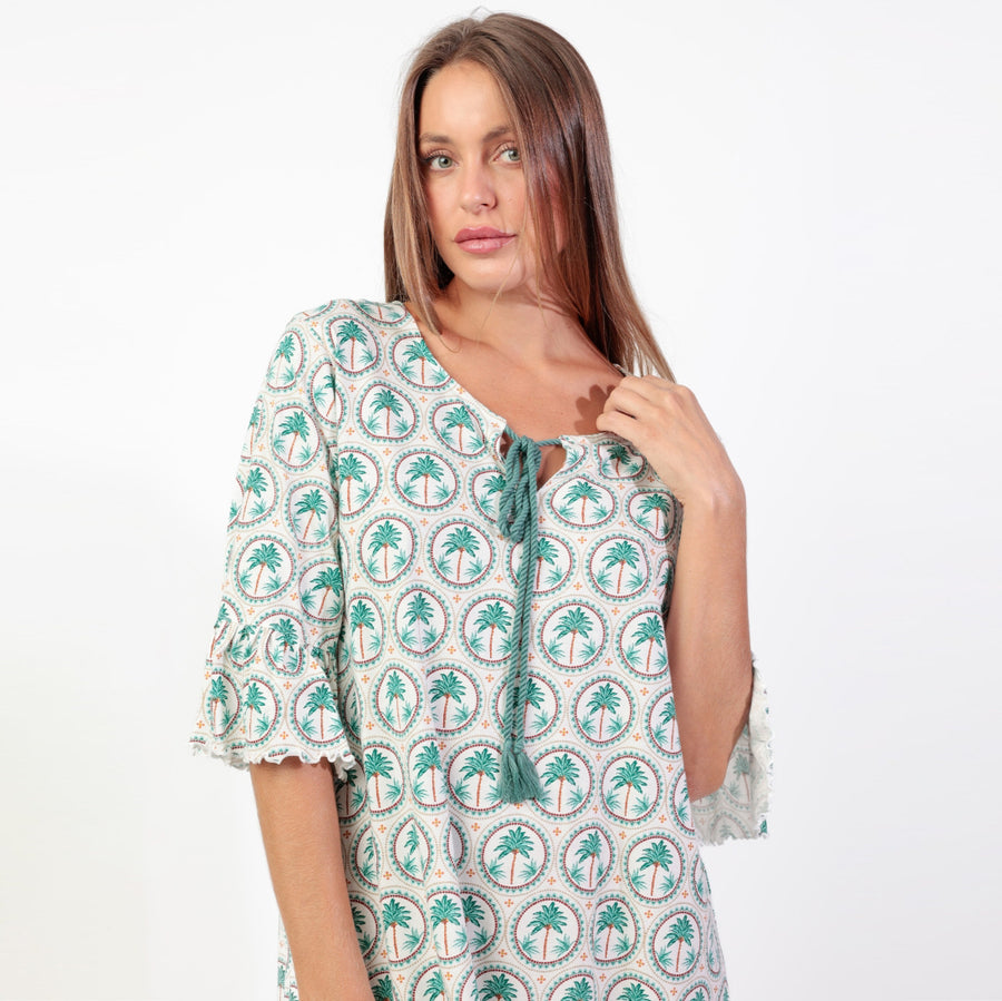 Camicia/Copricostume mezza manica con rouche - 61484-0