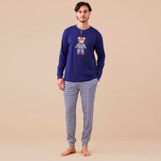 FC3144 - Pigiama uomo in caldo cotone orsetto con pantalone vichy
