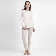 63628-0 - Pigiama elegante a maniche lunghe da donna con inserti in raso