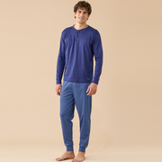 FC3313AB - Pigiama caldo cotone pantalone lungo con polsino Noidìnotte