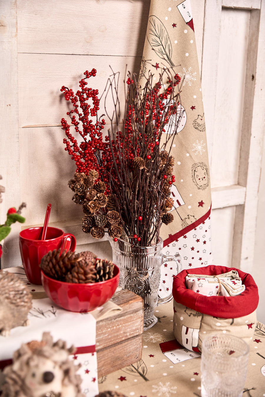 Tralcio decorativo con bacche rosse - Tralcio bacche rosse