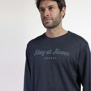 63768-0 - Pigiama uomo caldo cotone con pantalone millerighe e polsini