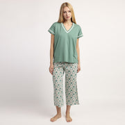 Pigiama mezza manica scollo a v con pantalone pinocchietto - 64579-0